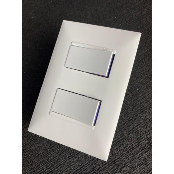 Cj Interruptor Duplo simples 4x2 - Pial Plus + Branco Cj Interruptor Duplo simples 4x2 - Pial Plus + Branco